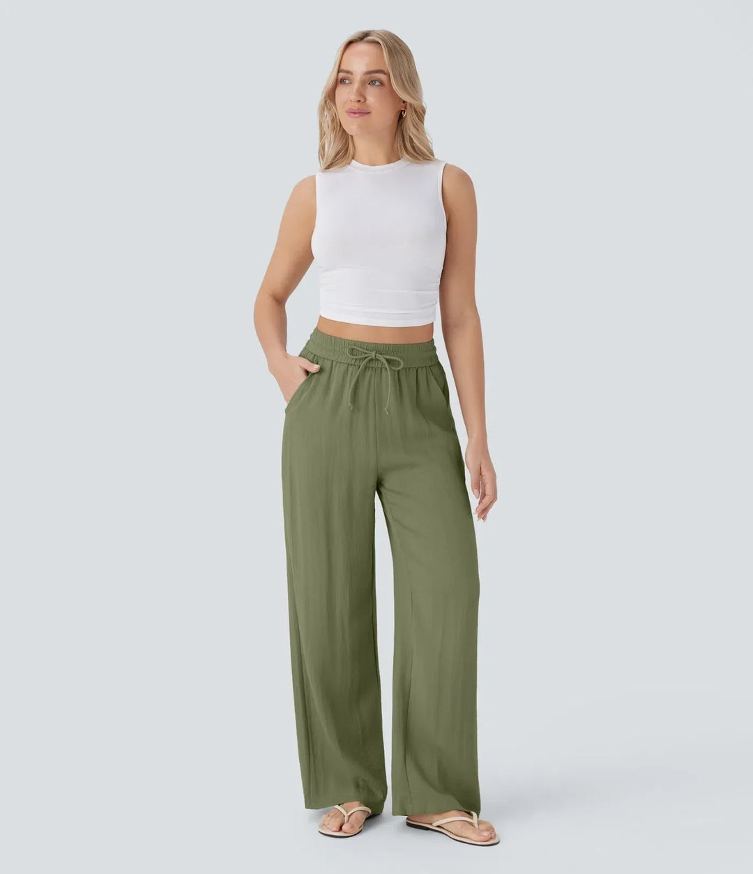 LENA | Eleganckie lniane spodnie o lekkim kroju