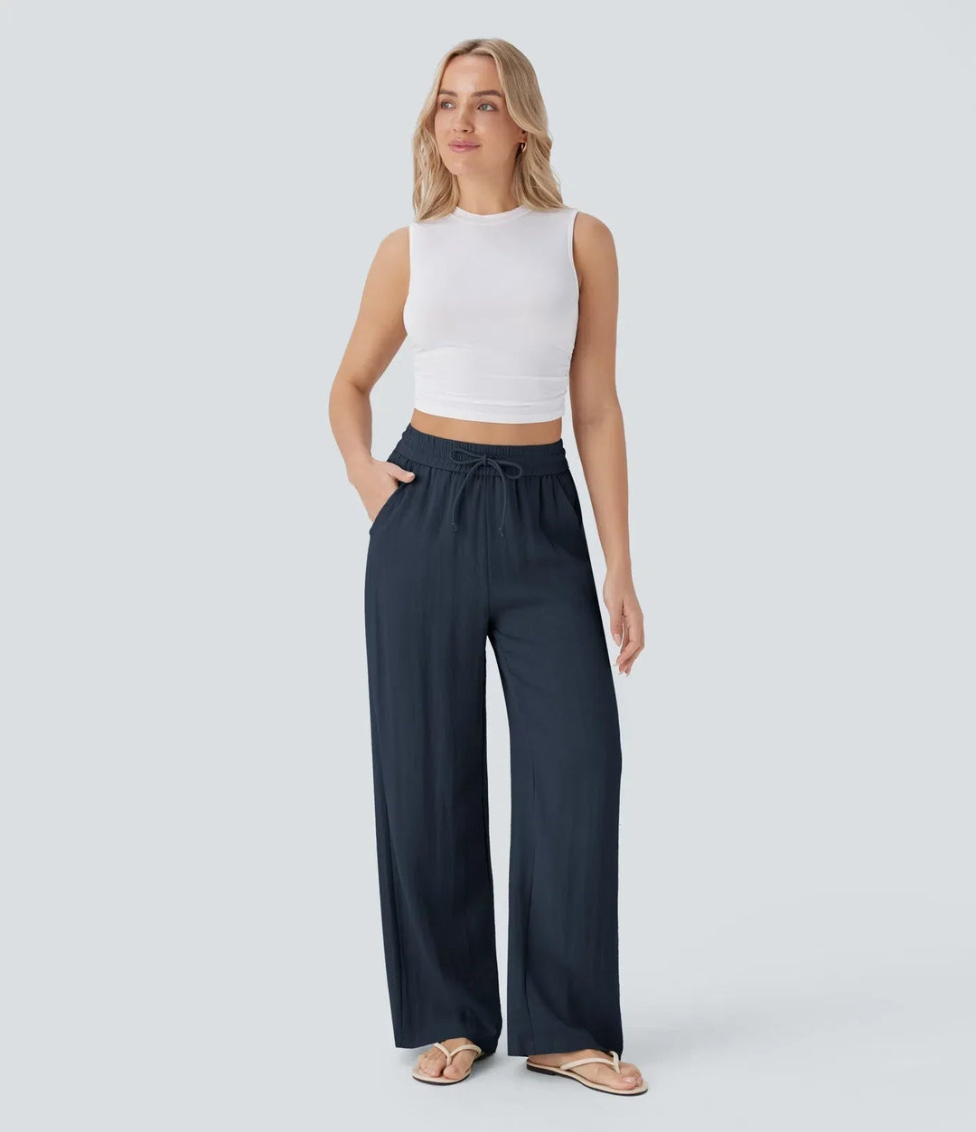 LENA | Eleganckie lniane spodnie o lekkim kroju
