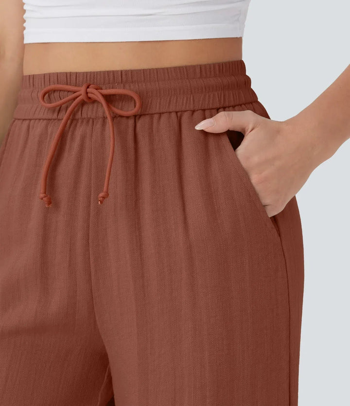 LENA | Eleganckie lniane spodnie o lekkim kroju