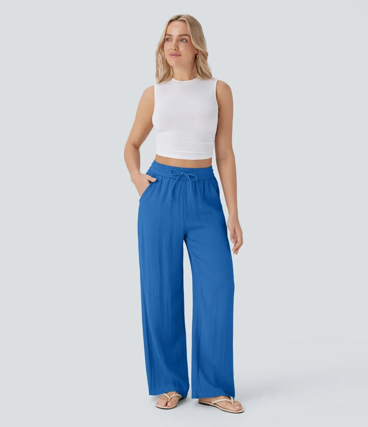 LENA | Eleganckie lniane spodnie o lekkim kroju