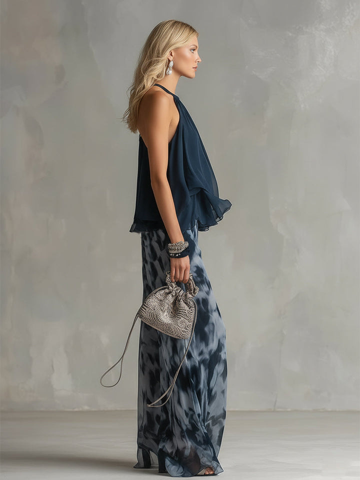 Elise | Elegant and lightweight suit with a flowing top and wide pants