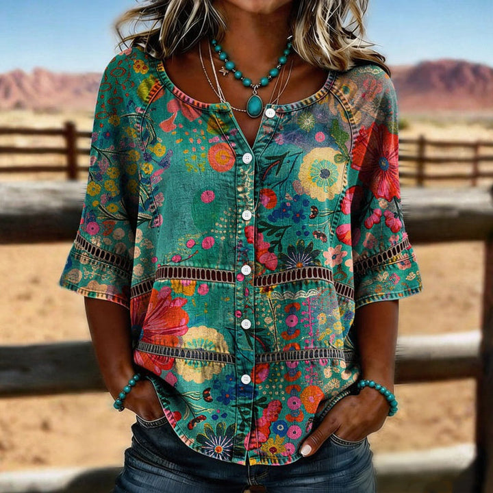 KARA | Vintage Floral Print Blouse