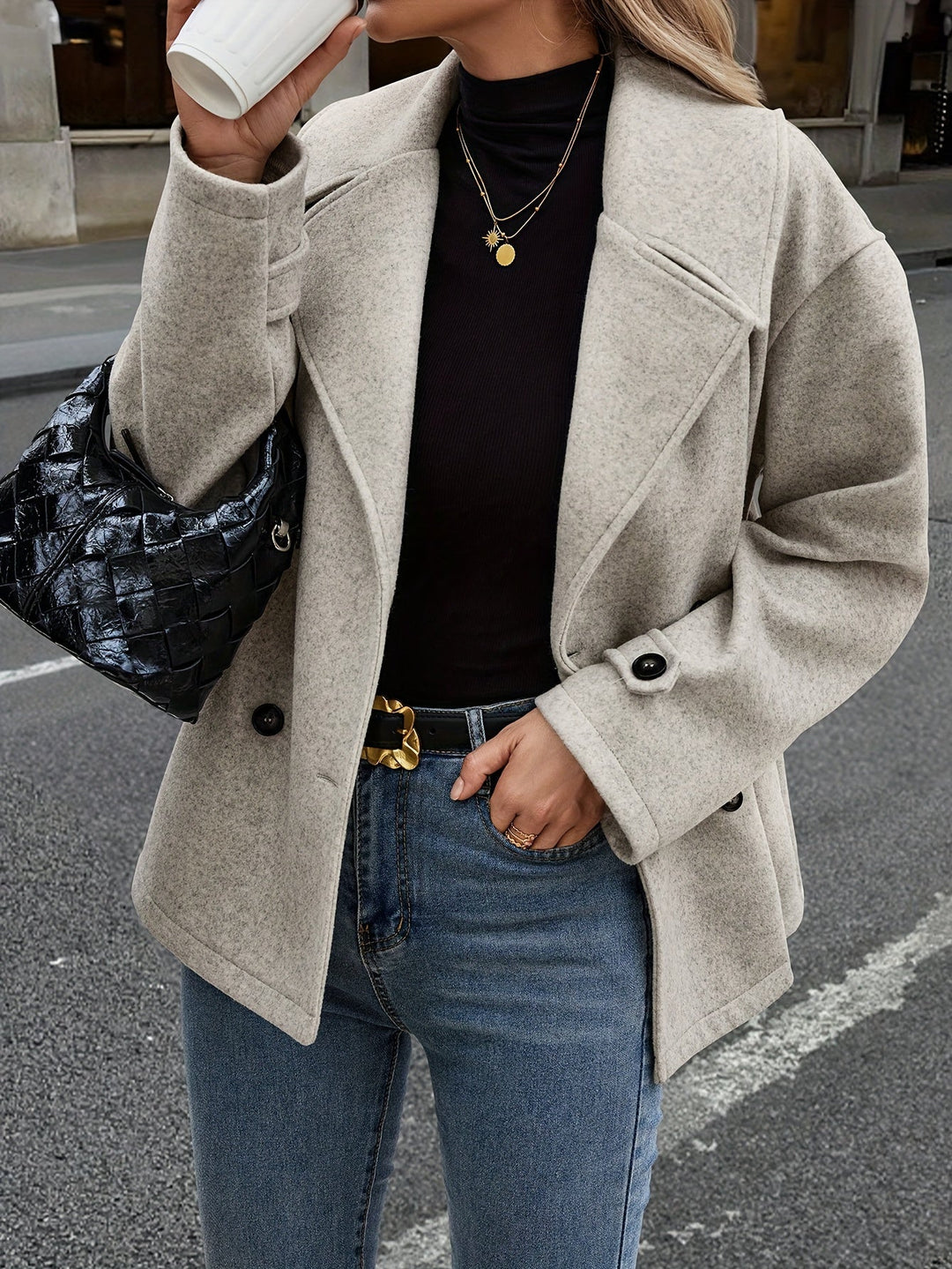 Elise| Stylish Double-Breasted Jacket with Button Details