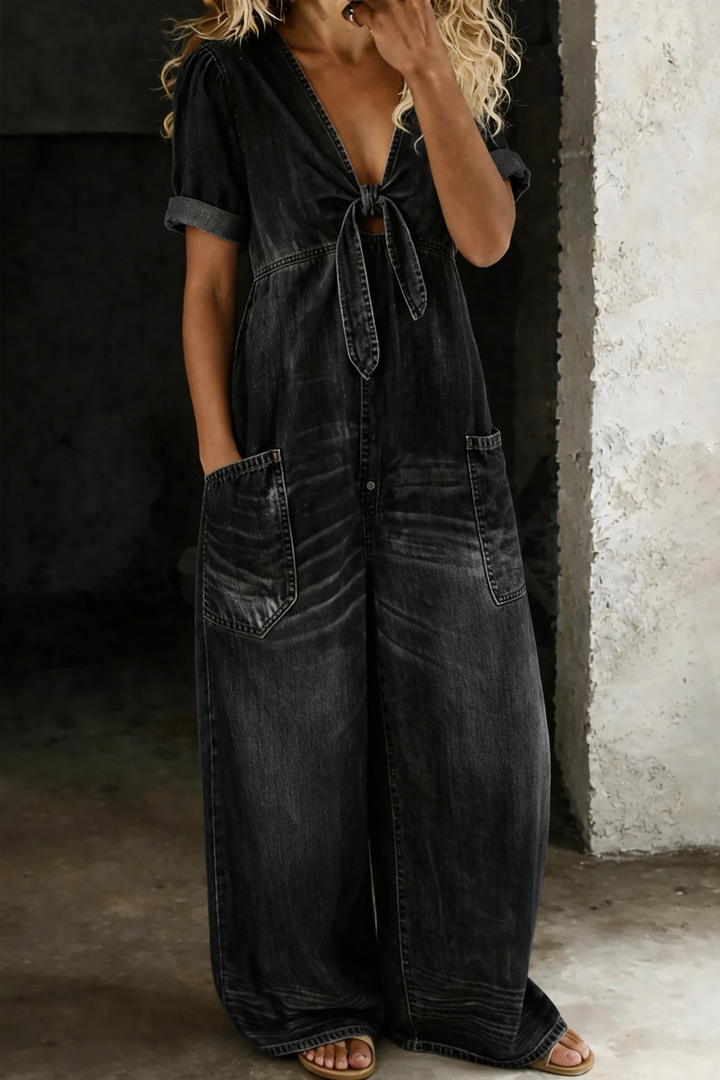 Maya™ | Denim Jumpsuit with V-Neck
