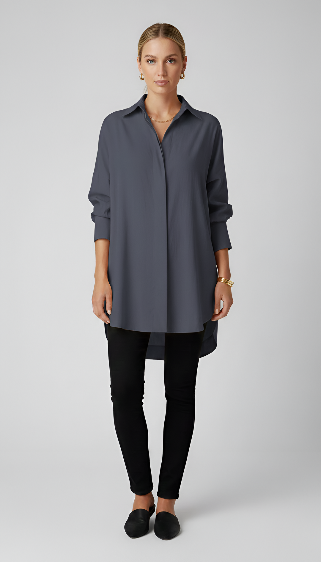 Valerios Fashion koszula damska oversize z bawełny z klasycznym kołnierzykiem