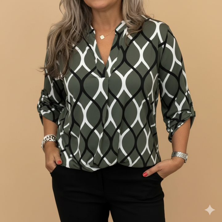KRYSTYNA | Elegancka Bluzka z Subtelnym Wzorem