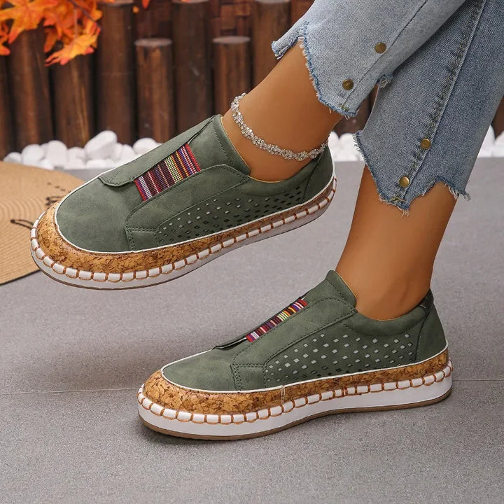 Malina | Komfortowe wsuwane buty z podeszwą w stylu korka