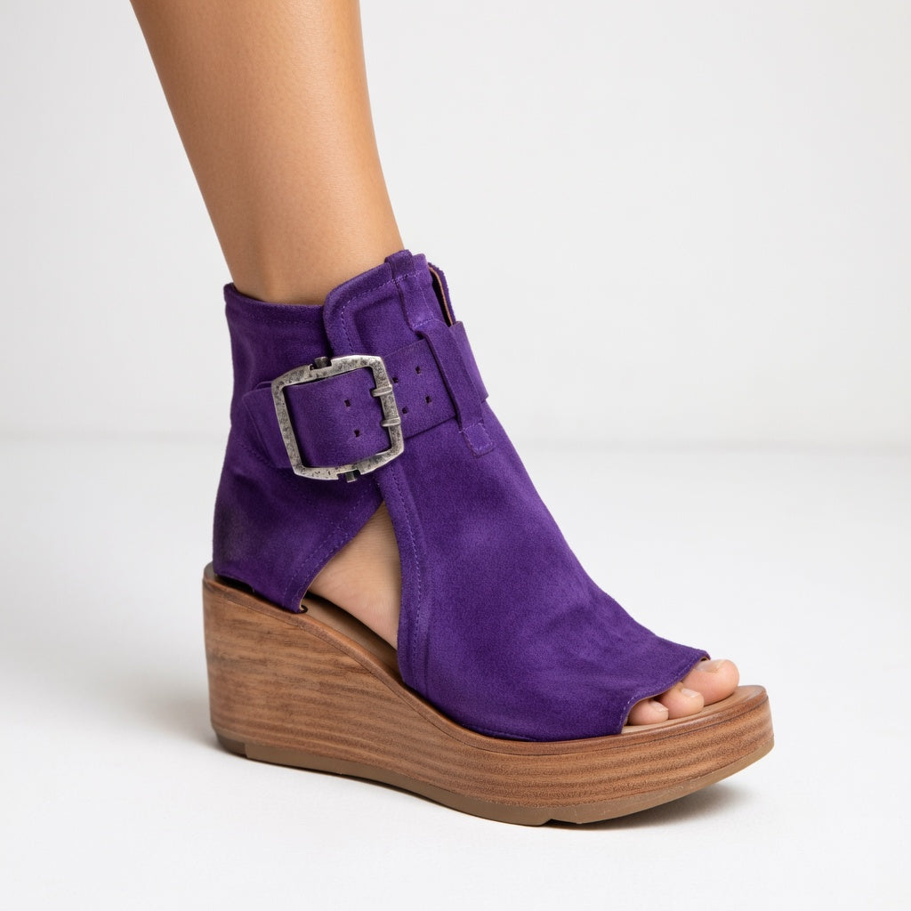 Sade | Open-toe Wedge Booties in Modern Style