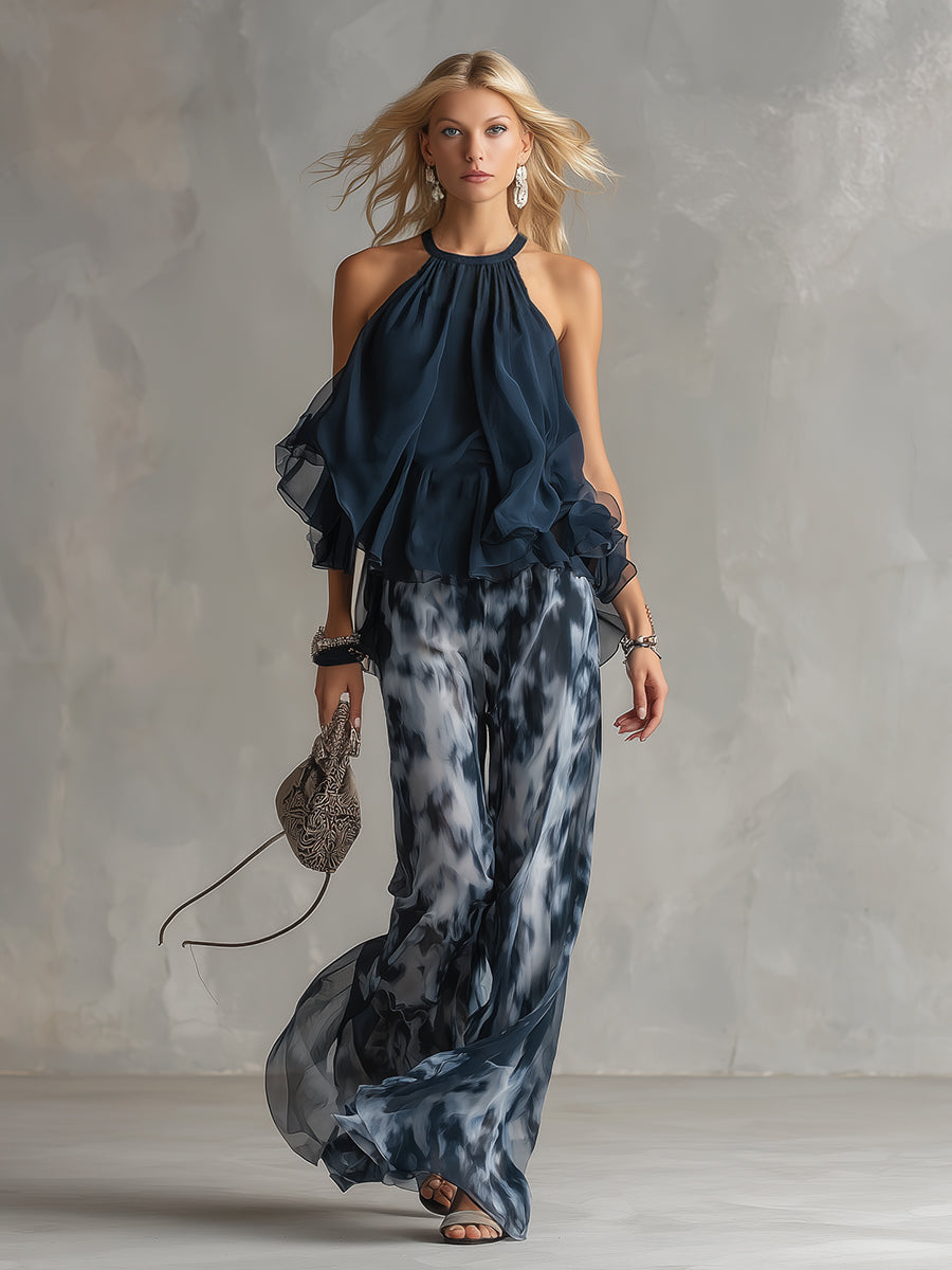 Elise | Elegant and lightweight suit with a flowing top and wide pants