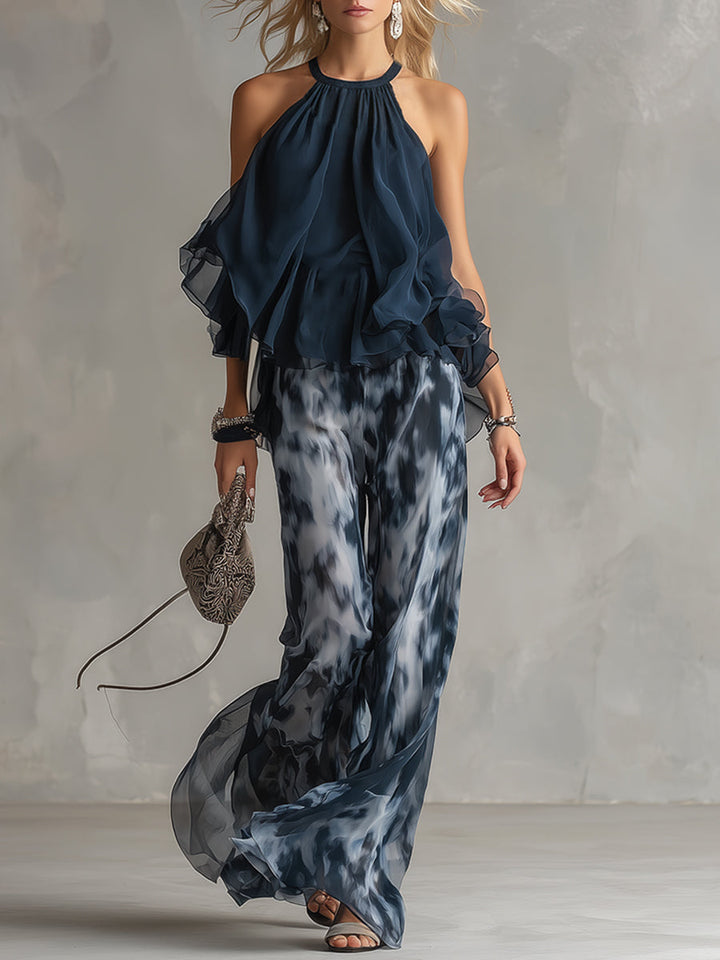 Elise | Elegant and lightweight suit with a flowing top and wide pants